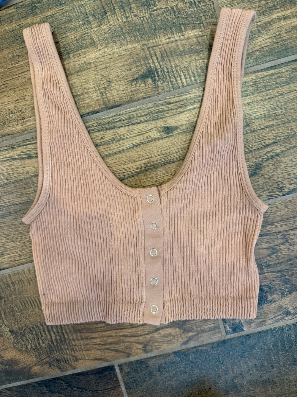 aerie Ribbed Scoop Crop Tank in Dusty Rose